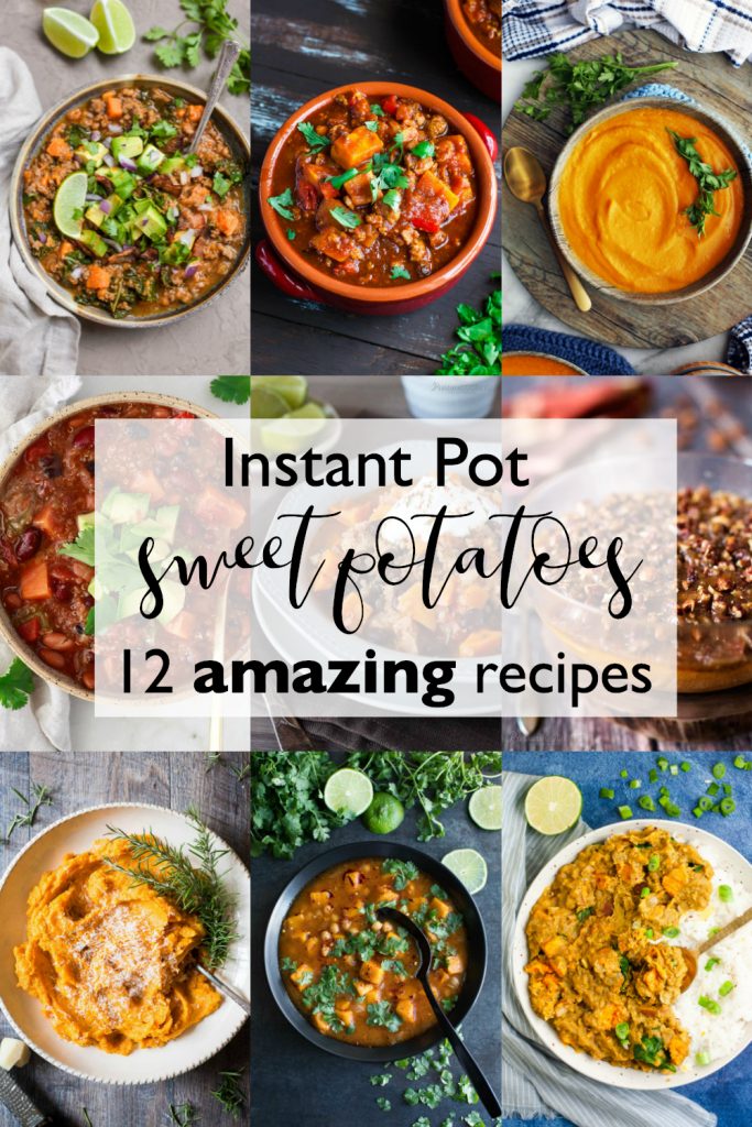 A collage of dishes using Instant Pot sweet potatoes