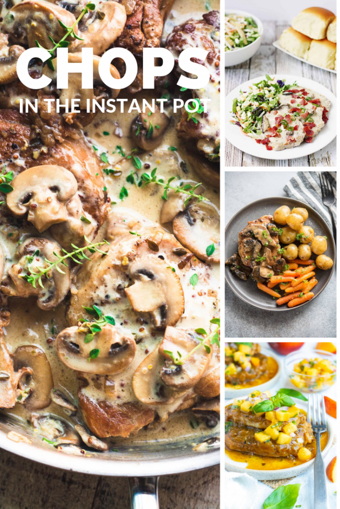 A collage of four different Instant Pot Pork Chops recipes